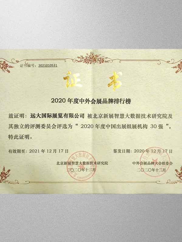 Top 30 Exhibition and Group Organizations in China in 2020